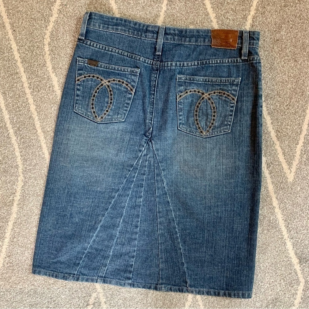 Jordache Legacy A-Line Flair Denim Pencil Skirt - Picture 3 of 7